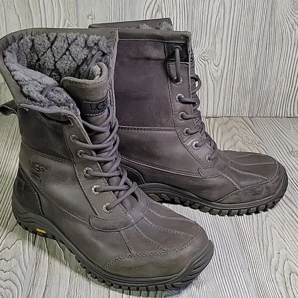 UGG Adironkdack Grey Winter Lined Boots Womens Size 7